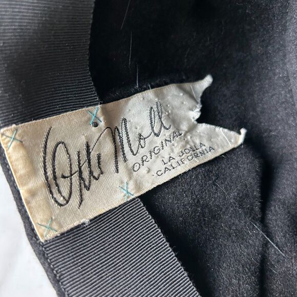 Borsalino Italy Black Wool Cloche Hat Women’s Vintage Sculpted Design Otti Moll - Picture 9 of 9